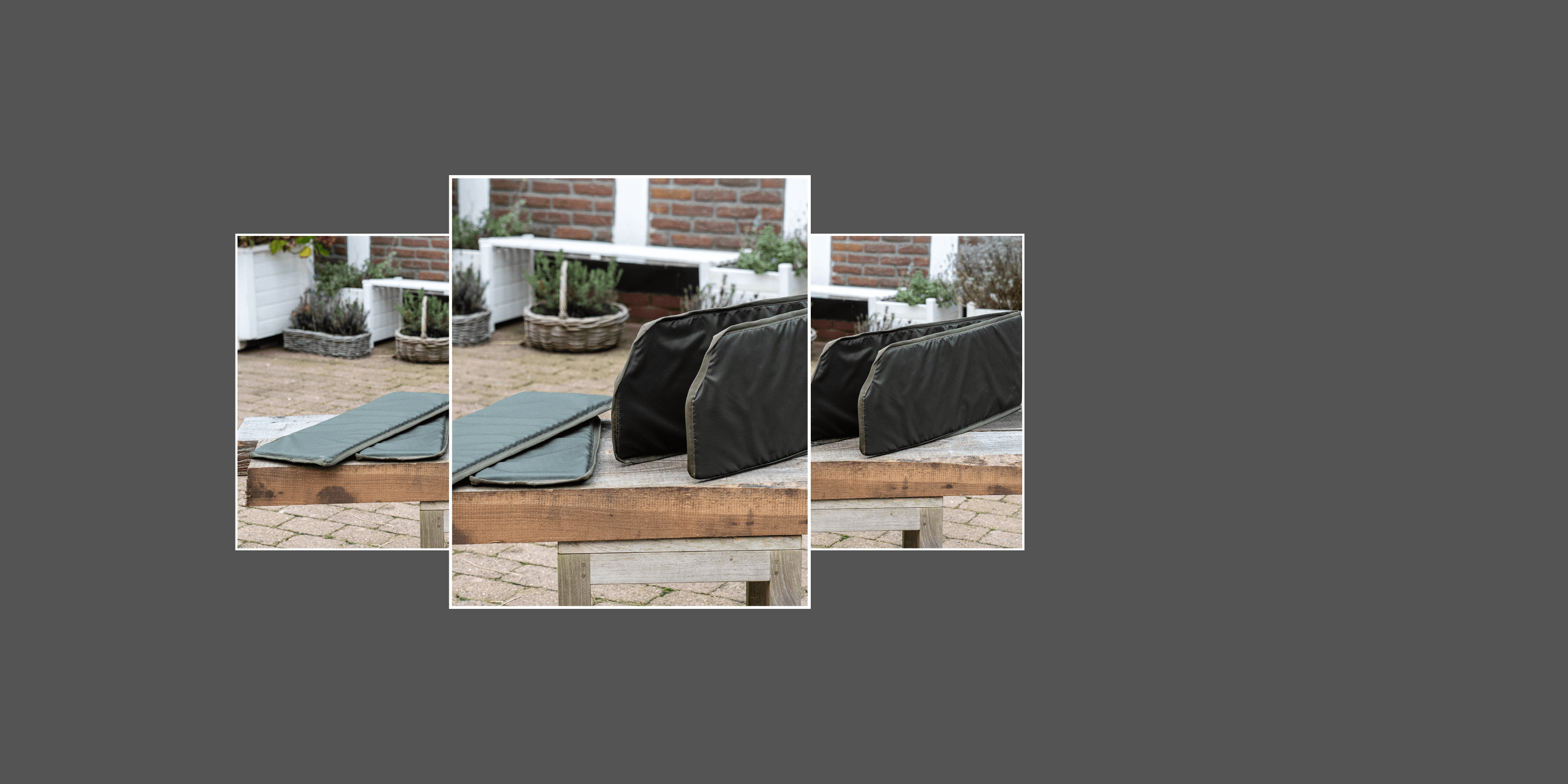 Collage zeigt Boden- und Seitenstabilisierungen für Greta & PAUL Hundetaschen, die besseren Halt bieten.