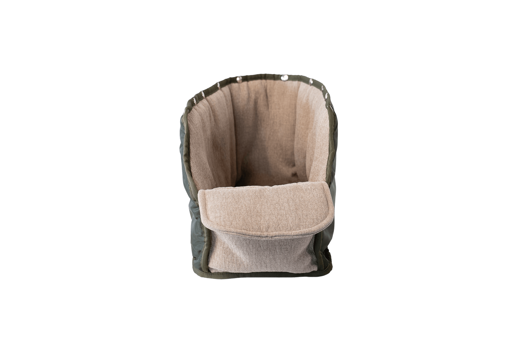 Wechselbares Leinen-Inlay in Hellbeige für Greta's Hundetasche, einfach ausknöpfbar und pflegeleicht.