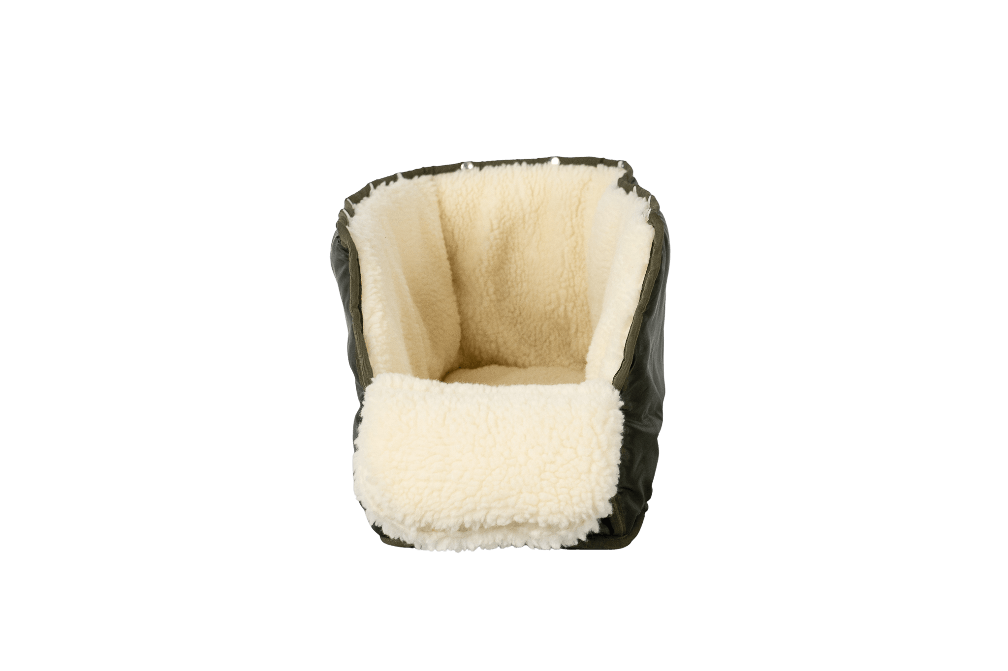 XL Teddyfell-Inlay für Greta's Hundetasche, handgefertigt, ausknöpfbar, waschbar und pflegeleicht – Frontansicht