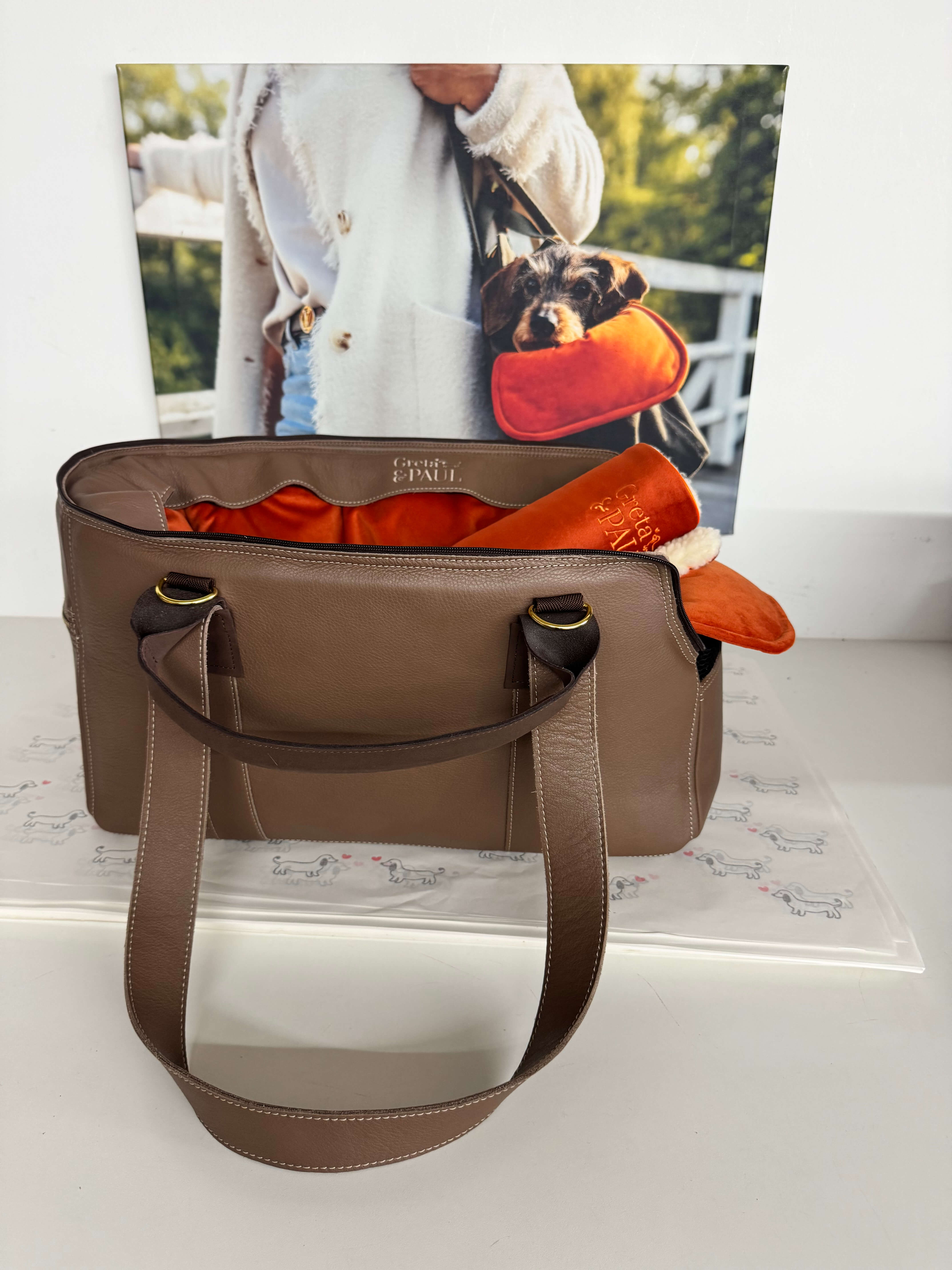 Greta’s Luxury Leather Travel & Carrier Bag with Mesh