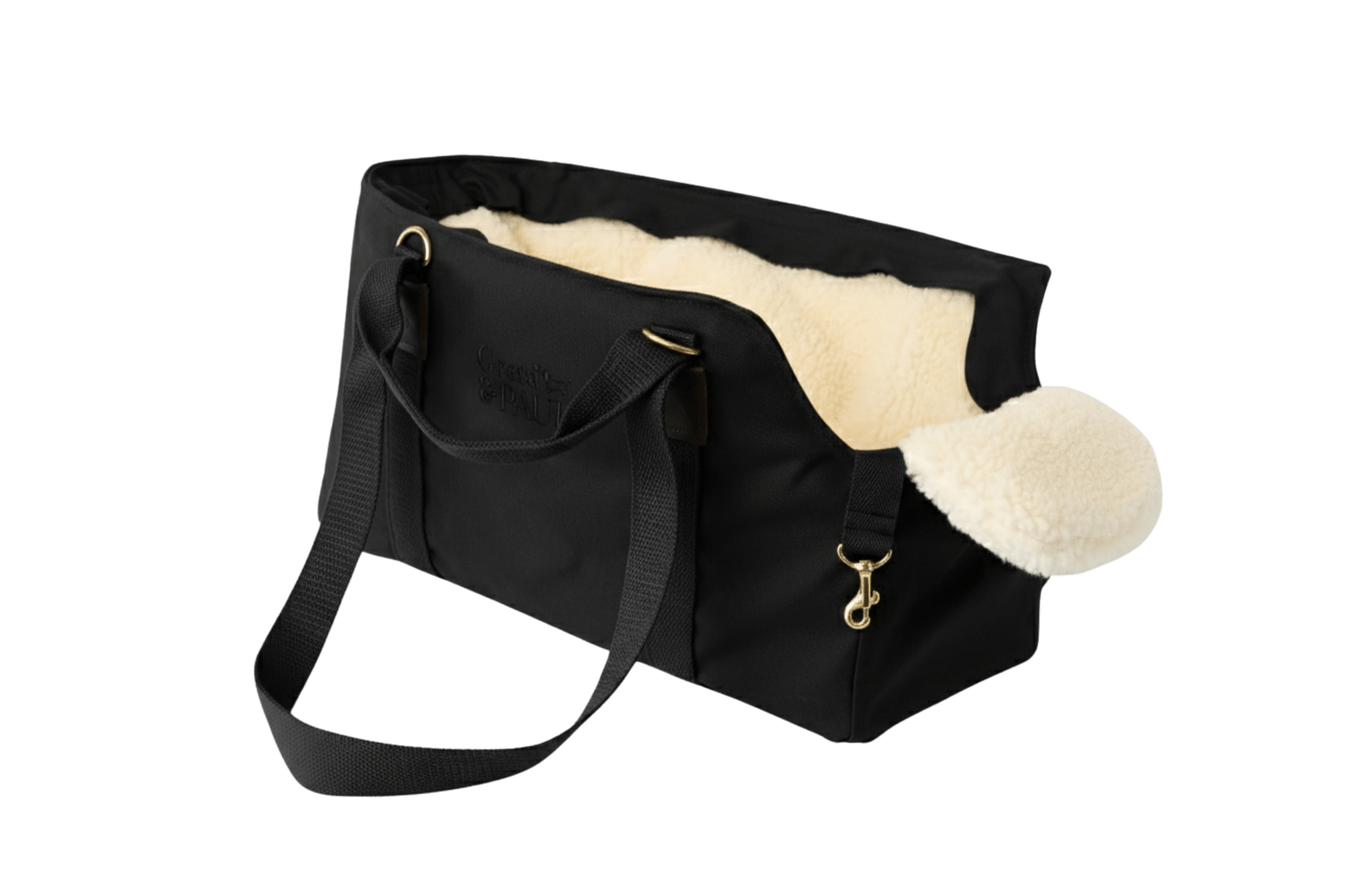 Gretas Premium Hundetasche „All Black“ mit Teddyfell-Inlay