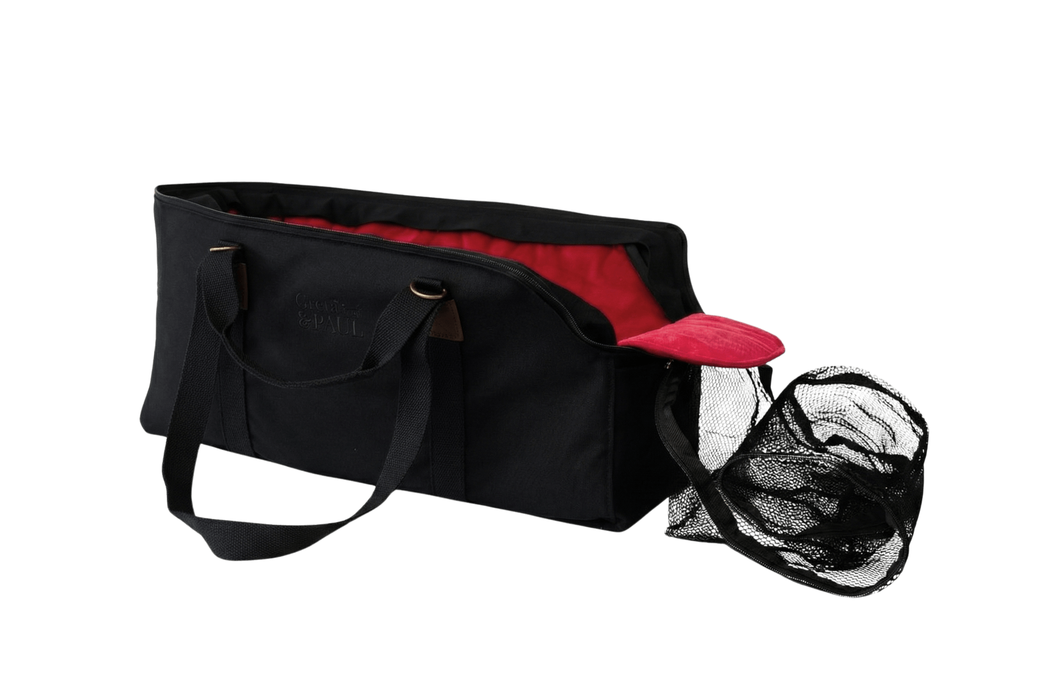 Gretas XL Premium Reise-Hundetasche „All Black“ mit pinkem Samt-Inlay