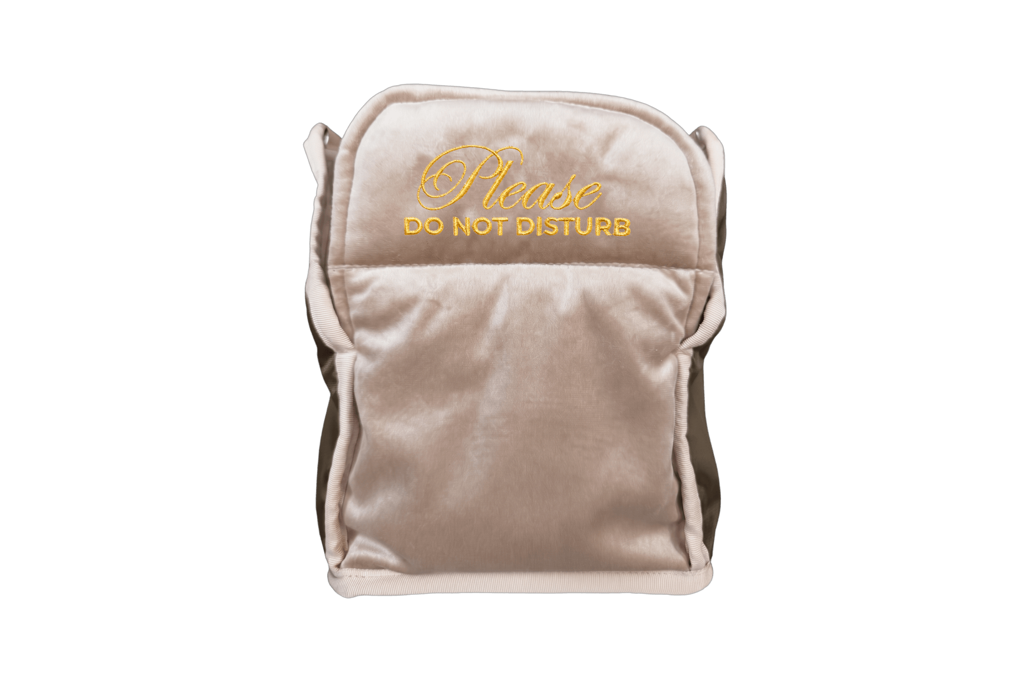 Gretas Samtgeheimnis Inlay in Champagner-Beige mit Sonderbestickung "Please-do-not-disturb" - Ansicht von vorne