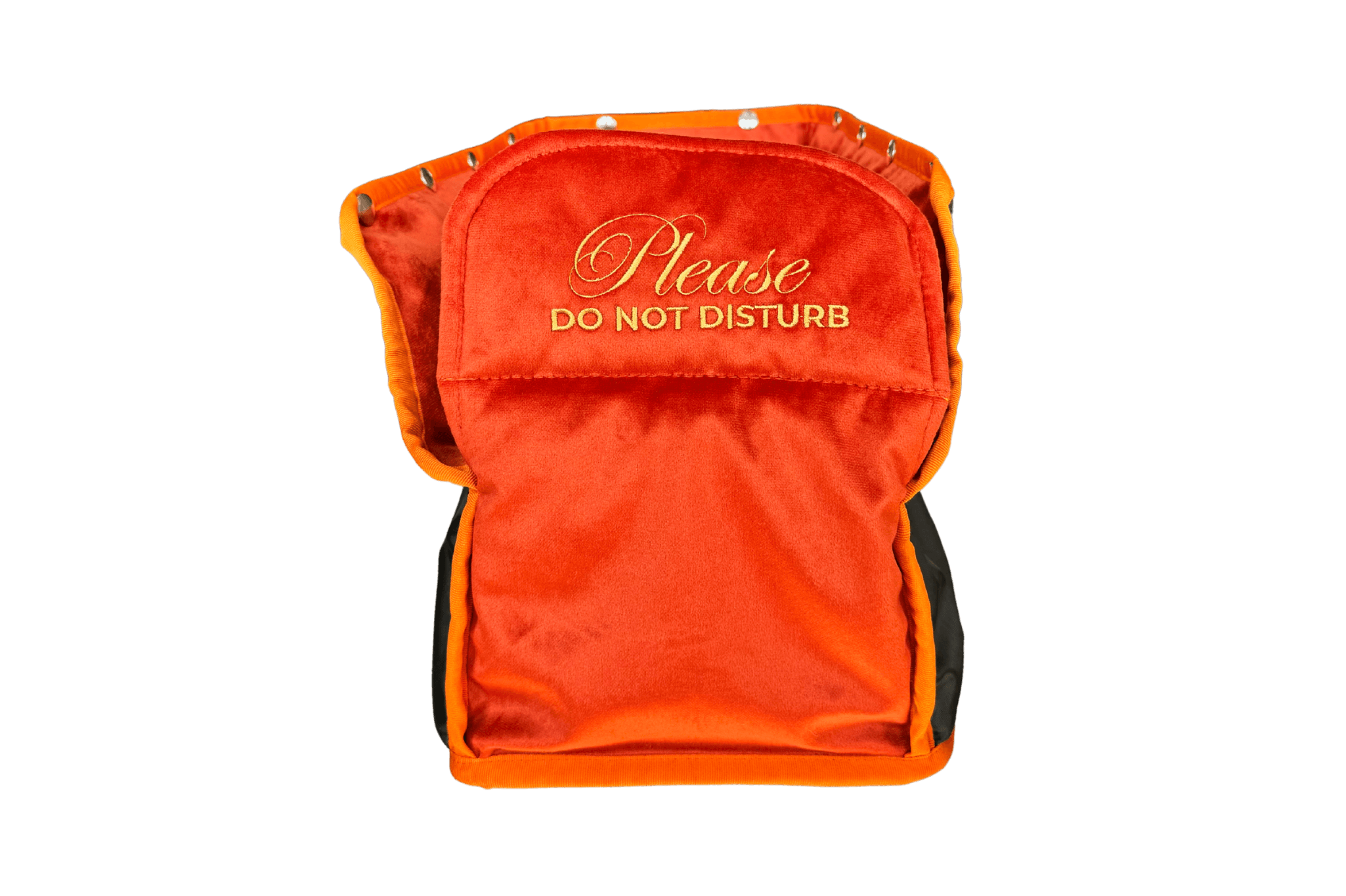 Gretas Samtgeheimnis XL-Inlay in Orange mit Sonderbestickung "Please-do-not-disturb" - Ansicht von vorne