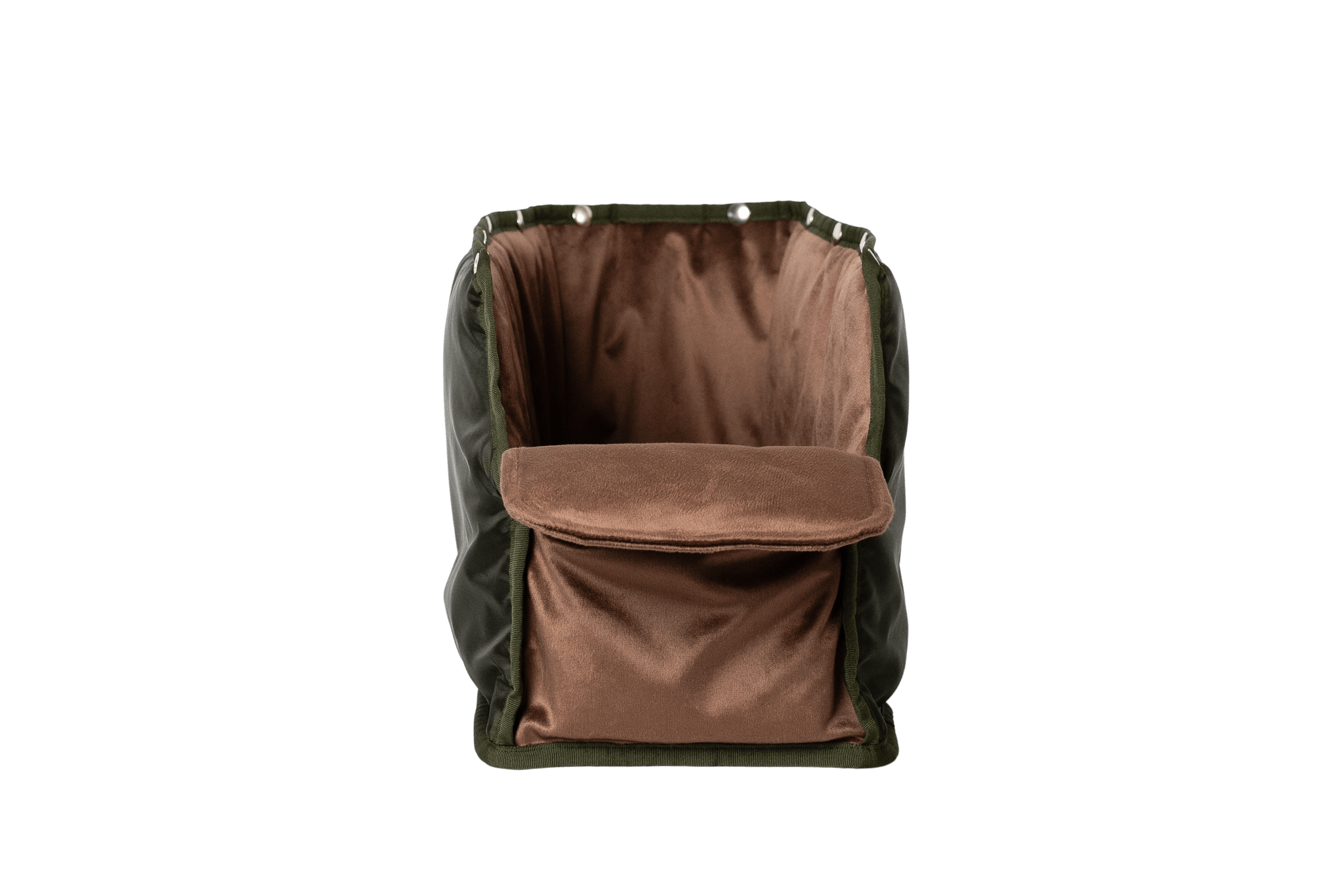 Wechselbares XL-Samt-Inlay in Taupe für Greta's Premium-Hundetasche, einfach ausknöpfbar und pflegeleicht.