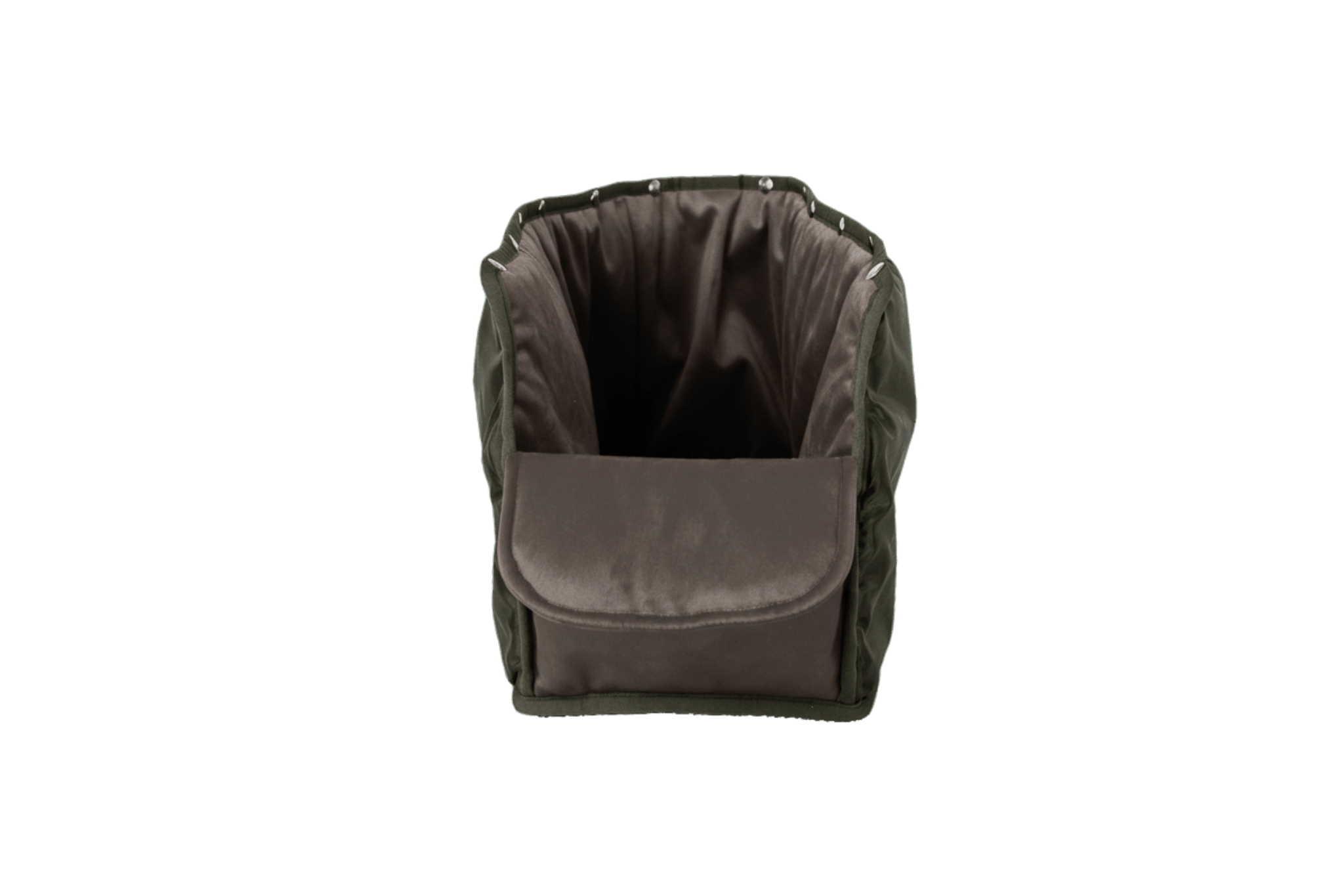 Wechselbares XL-Samt-Inlay in Anthrazit für Greta's Premium-Hundetasche, einfach ausknöpfbar und pflegeleicht.
