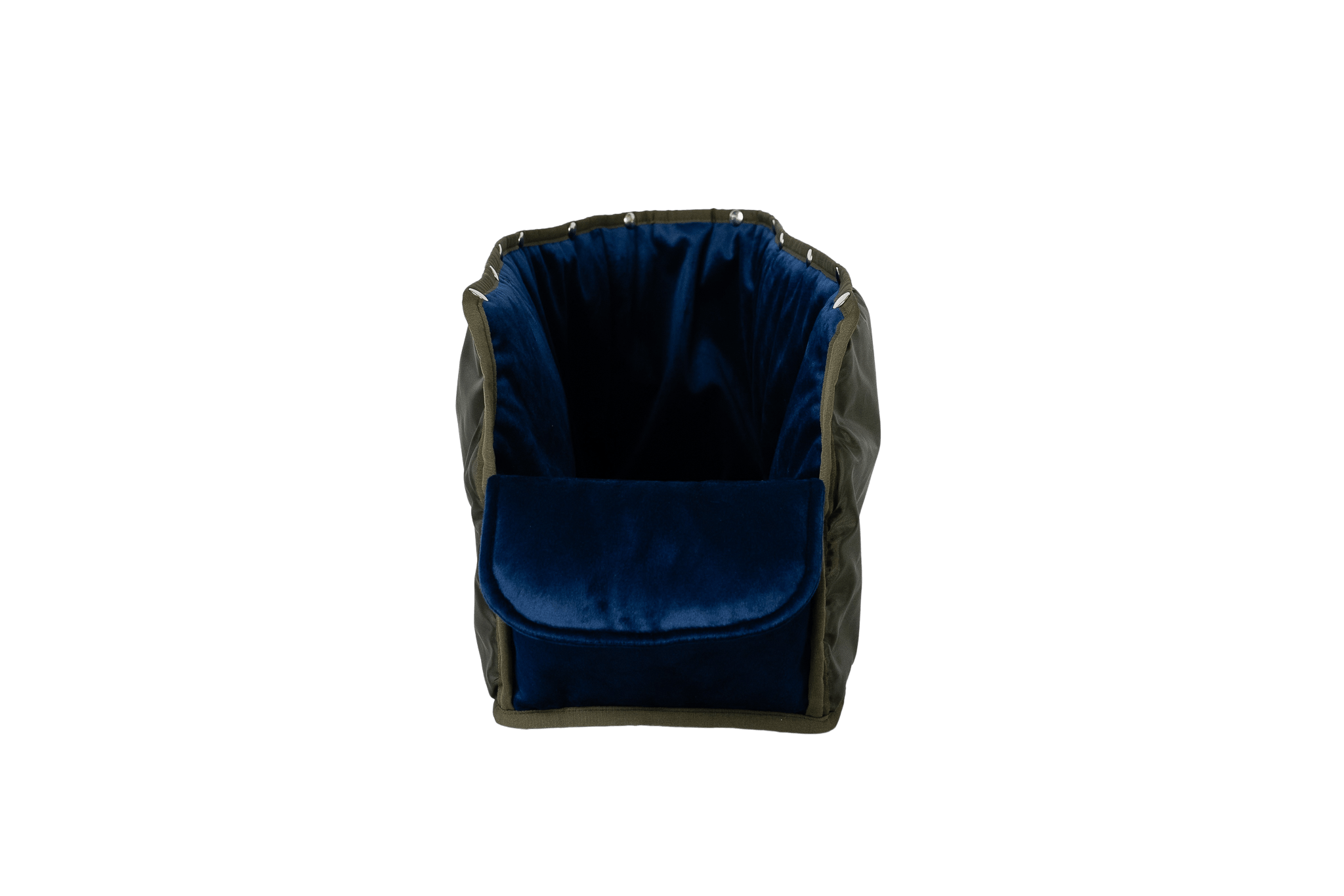 XL-Samt-Inlay für Greta's Hundetasche in Königsblau, handgefertigt, ausknöpfbar, waschbar und pflegeleicht – Frontansicht