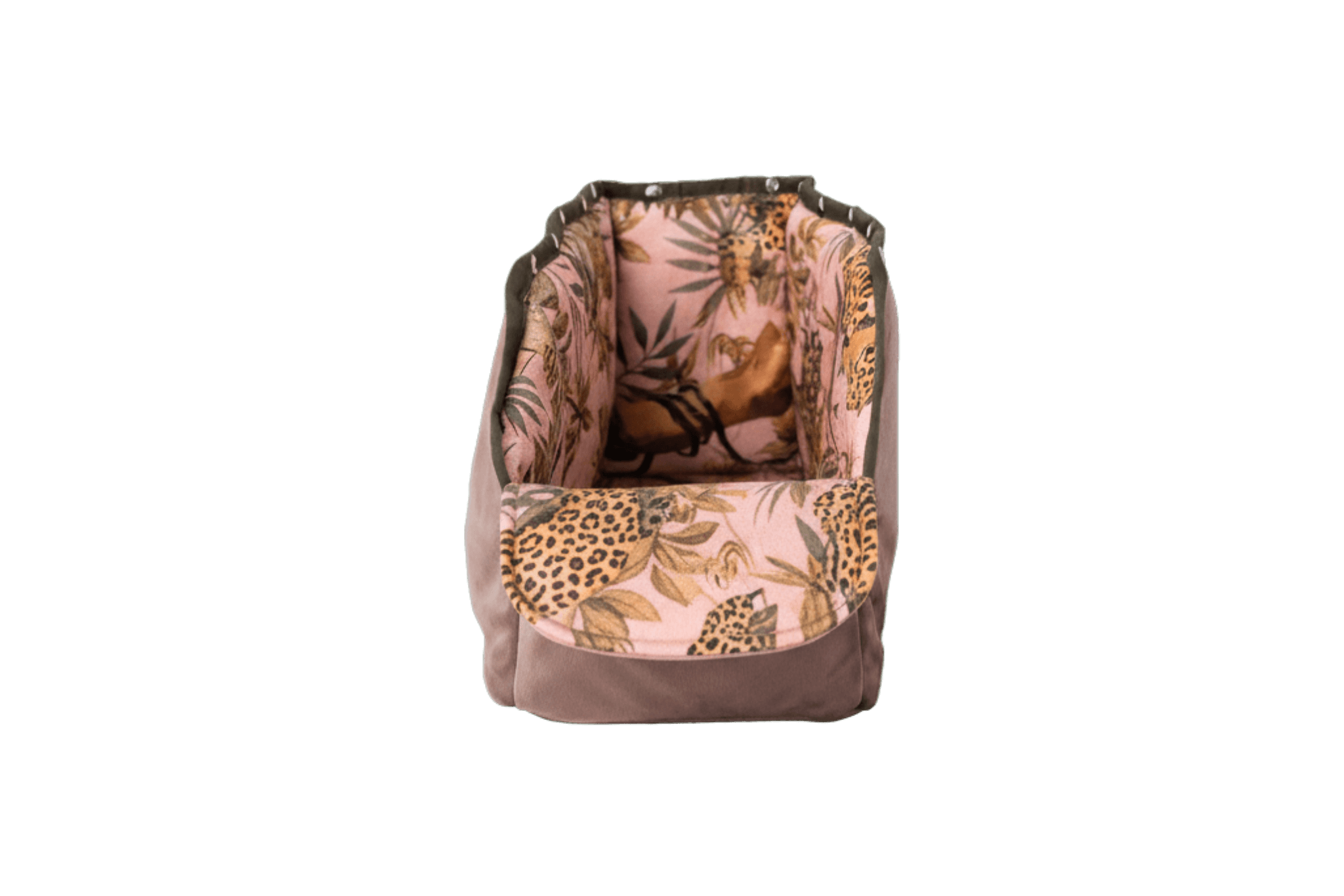 Wechselbares XL-Samt-Inlay in Pink-Leo für Greta's Premium-Hundetasche, einfach ausknöpfbar und pflegeleicht.
