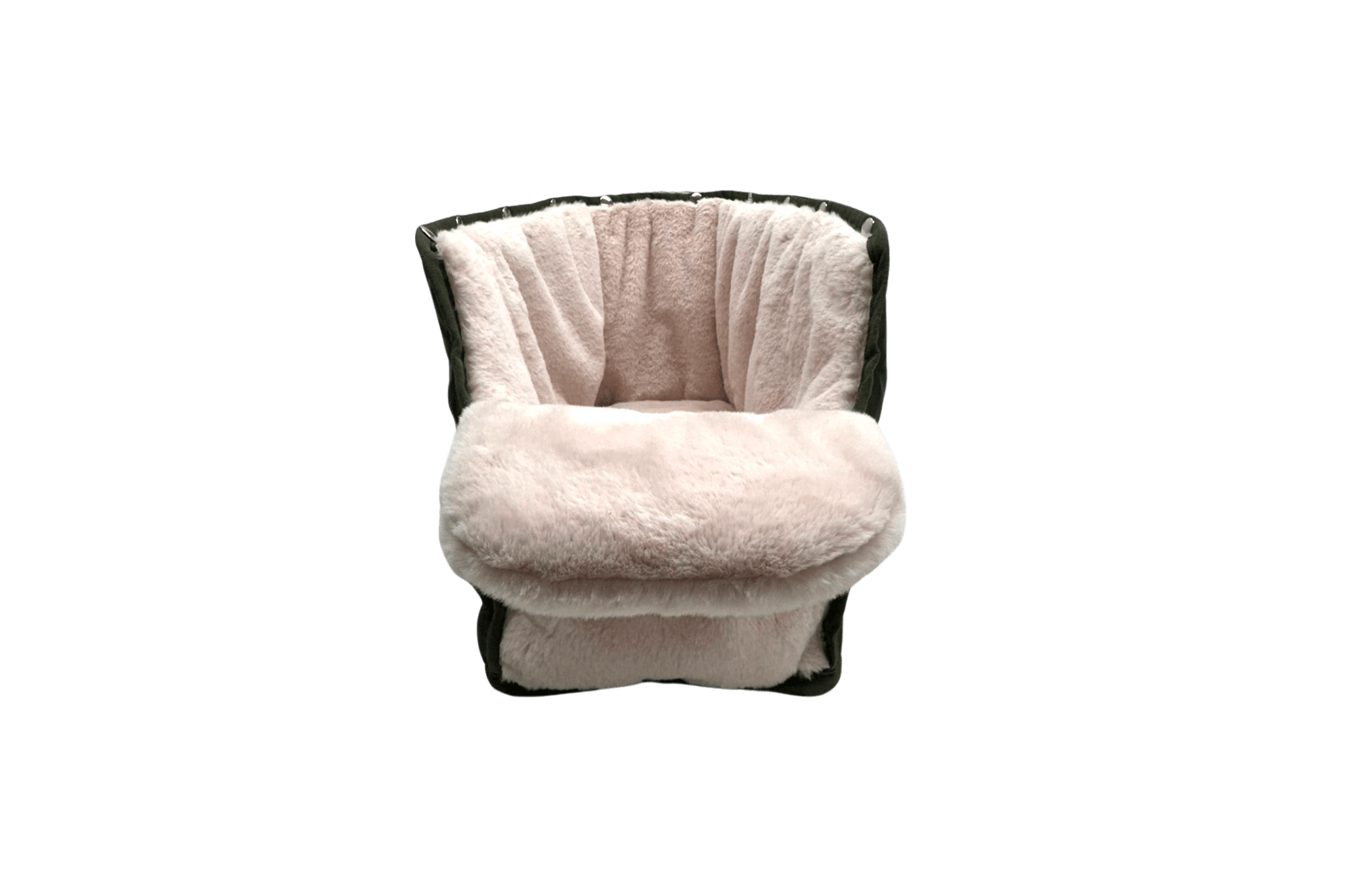 Flausch-Inlay für Greta's Hundetasche in Rosa, handgefertigt, ausknöpfbar, waschbar und pflegeleicht – Frontansicht