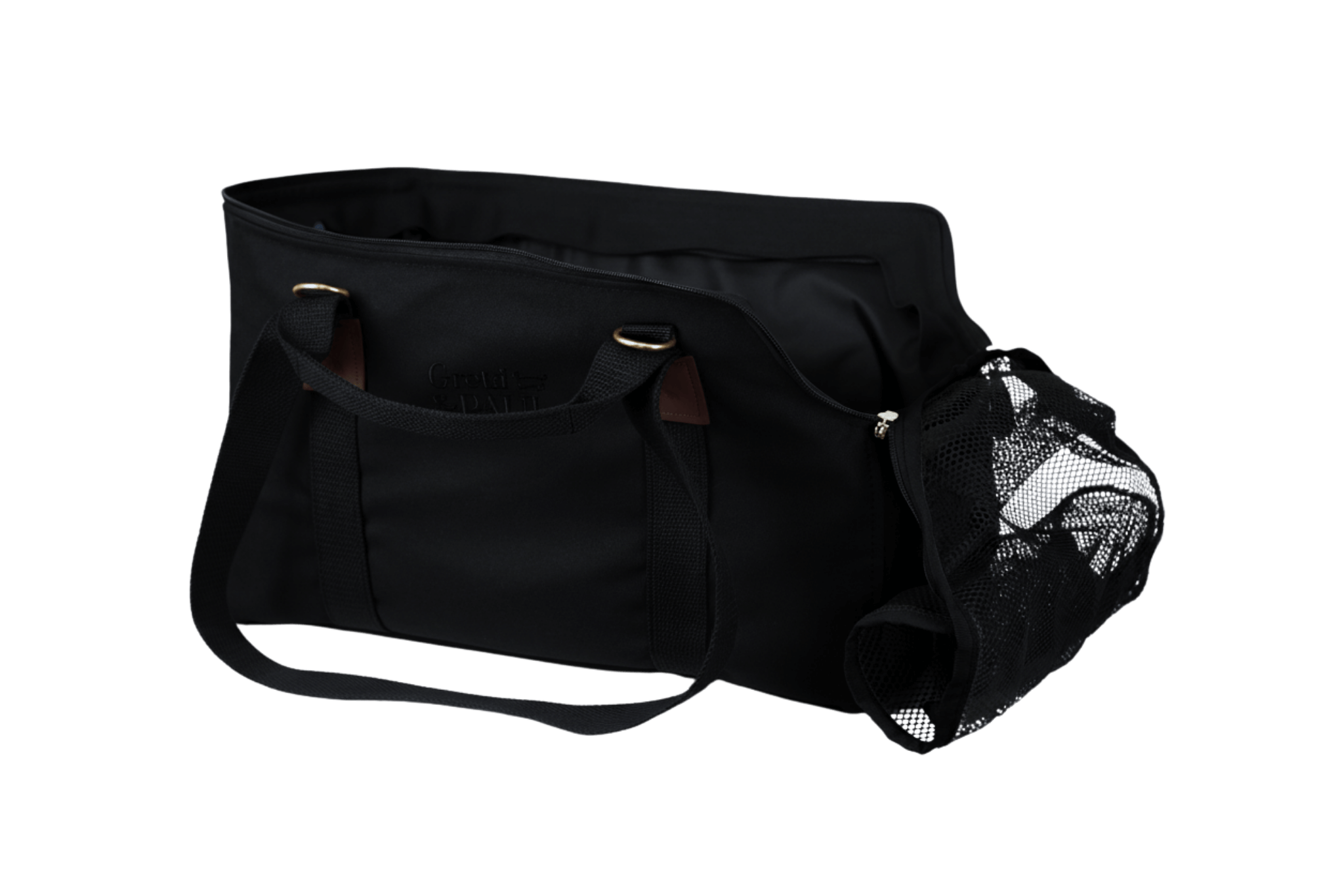 Greta & PAUL Hundetasche Premium in Schwarz mit Netz, ohne Inlay