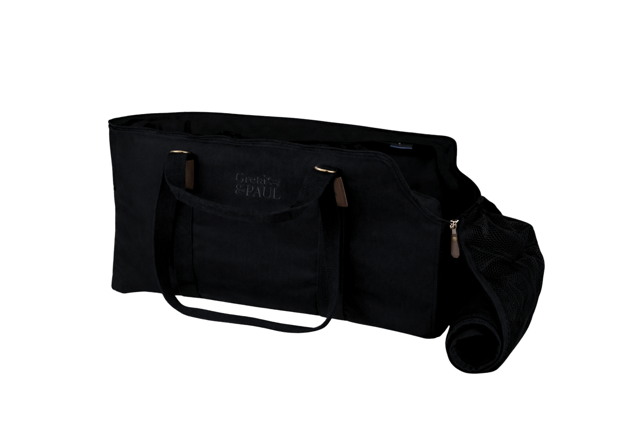 Greta & PAUL XL-Hundetasche Premium in Schwarz mit Netz, ohne Inlay