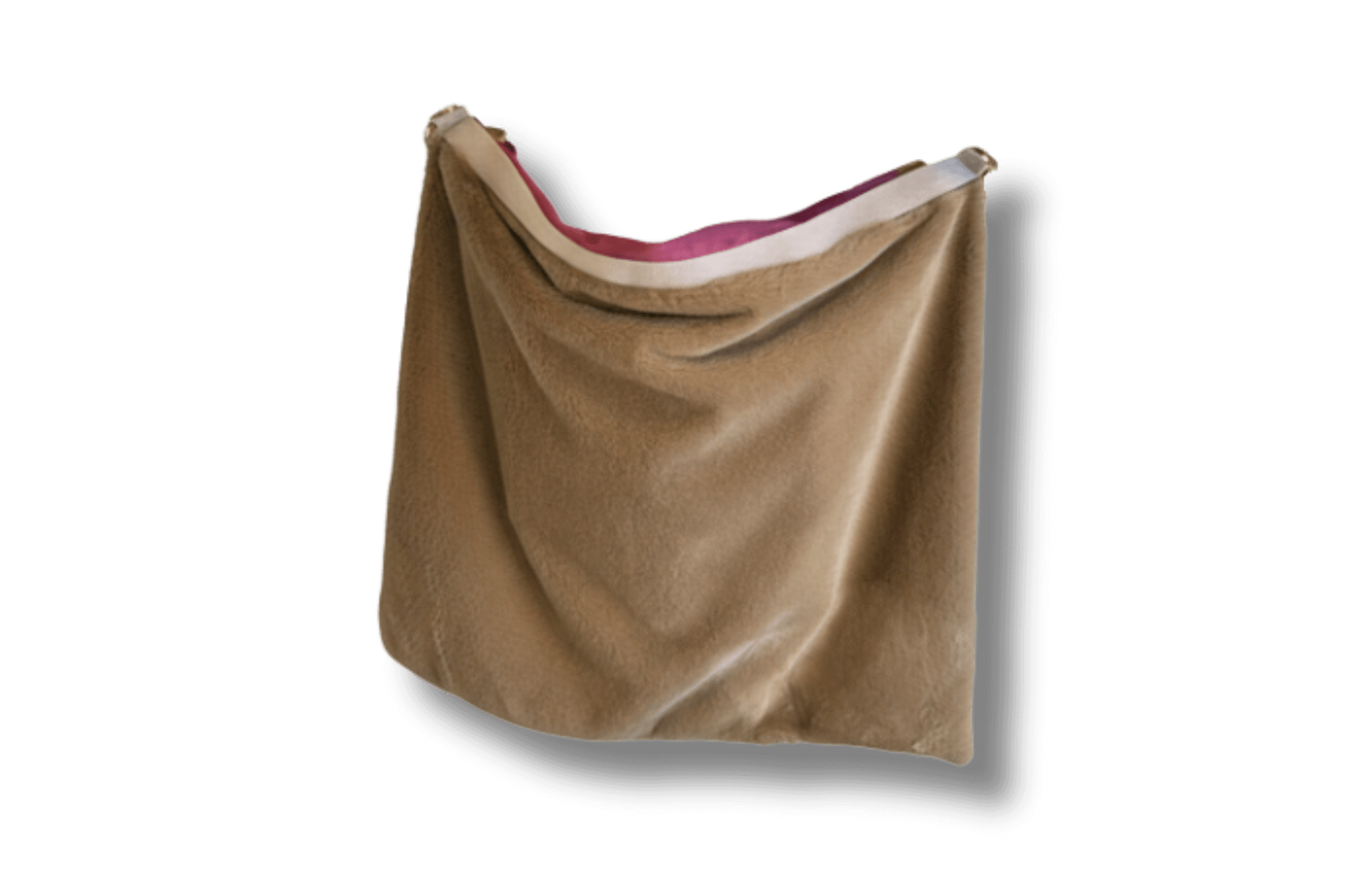 Gretas 3-in-1 Flausch-Wendesäckchen in Bordeaux, gezeigt mit der weichen beige-farbenen Flausch-Innenseite für zusätzlichen Kuschelkomfort.