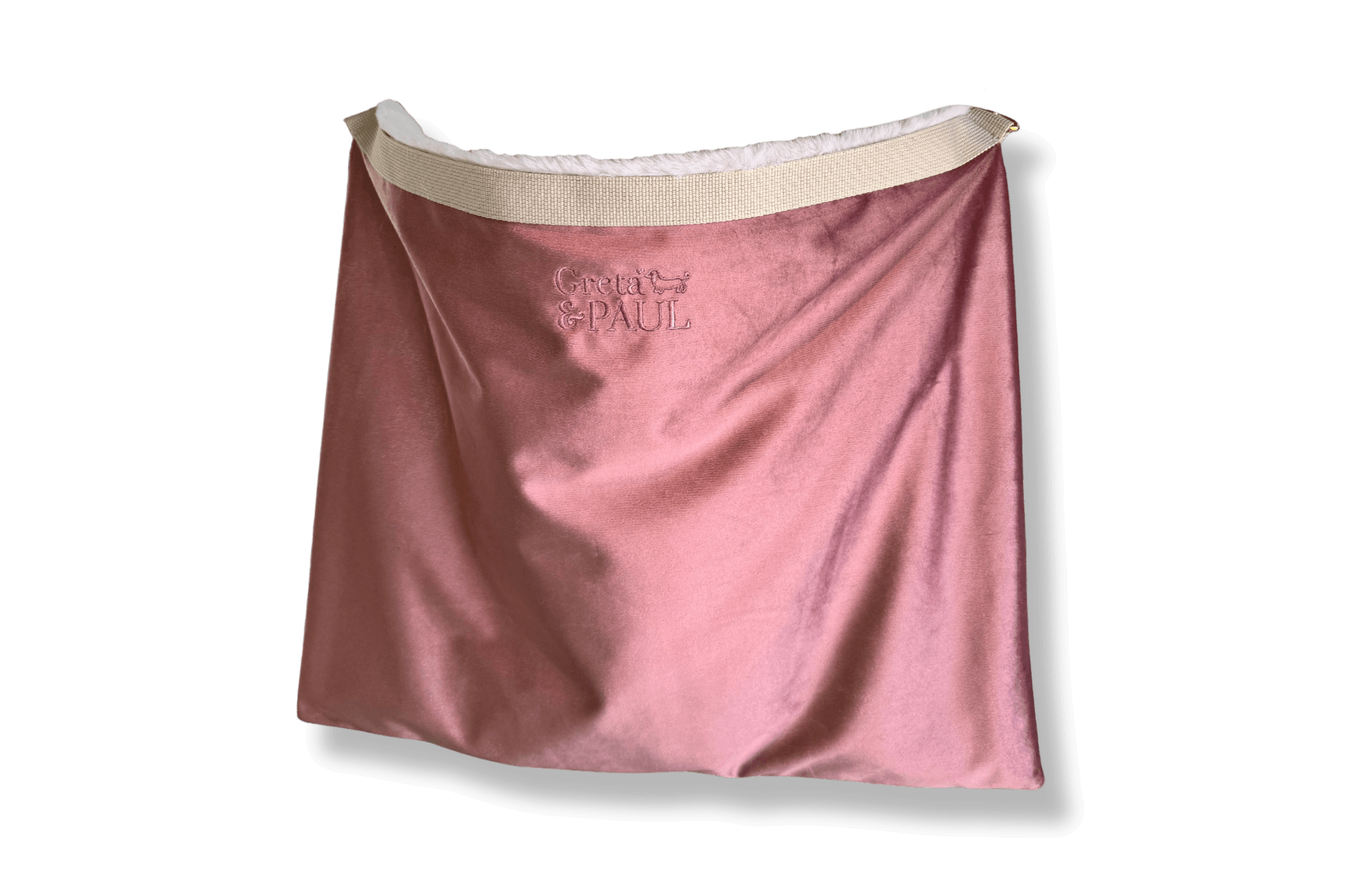 Greta & PAUL 3-in-1 Säckchen in Samt Rose-Flausch mit Logostickerei.