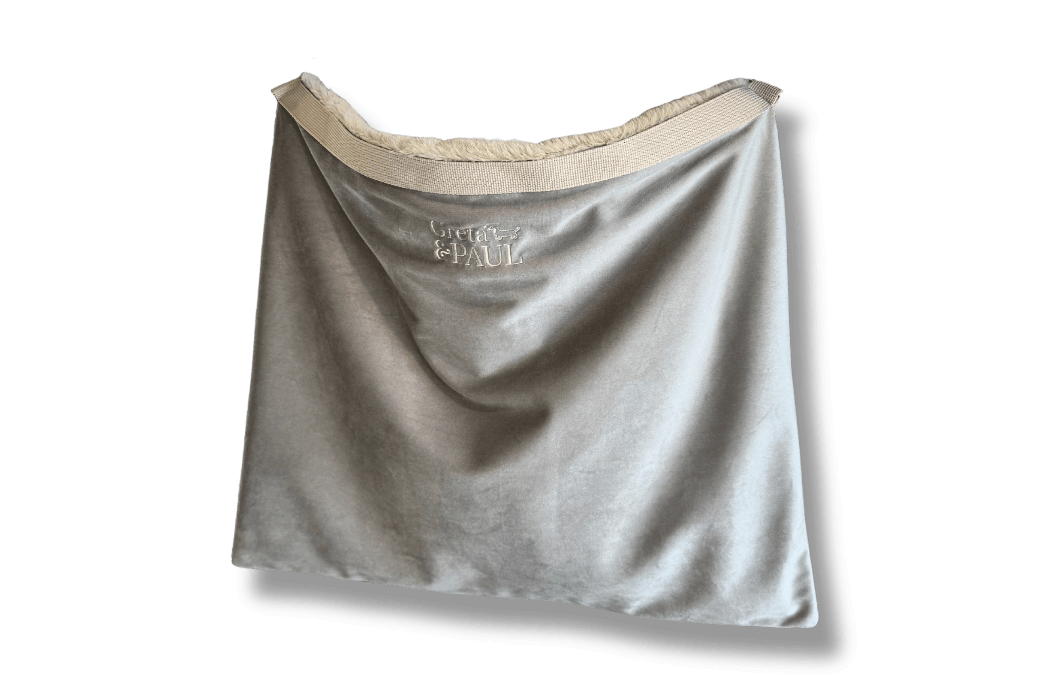 Greta & PAUL 3-in-1 Säckchen in Samt Sand-Flausch mit Logostickerei.