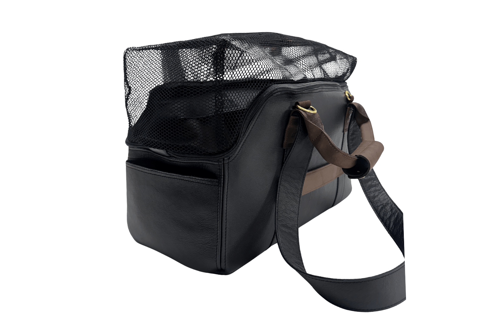 Gretas Luxus Leder-Hundetasche in XL | Optional mit Netzabdeckung
