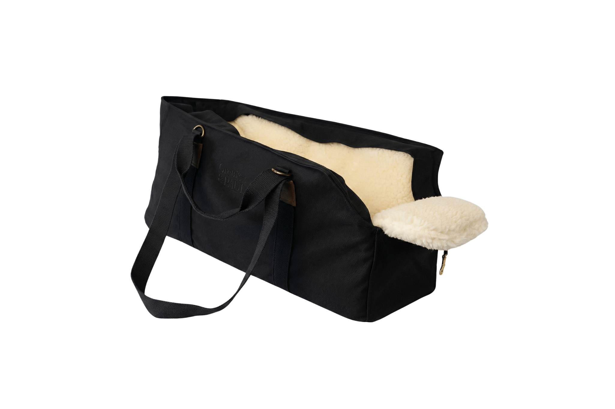 Gretas XL Premium Hundetasche „All Black“ mit Teddyfell-Inlay