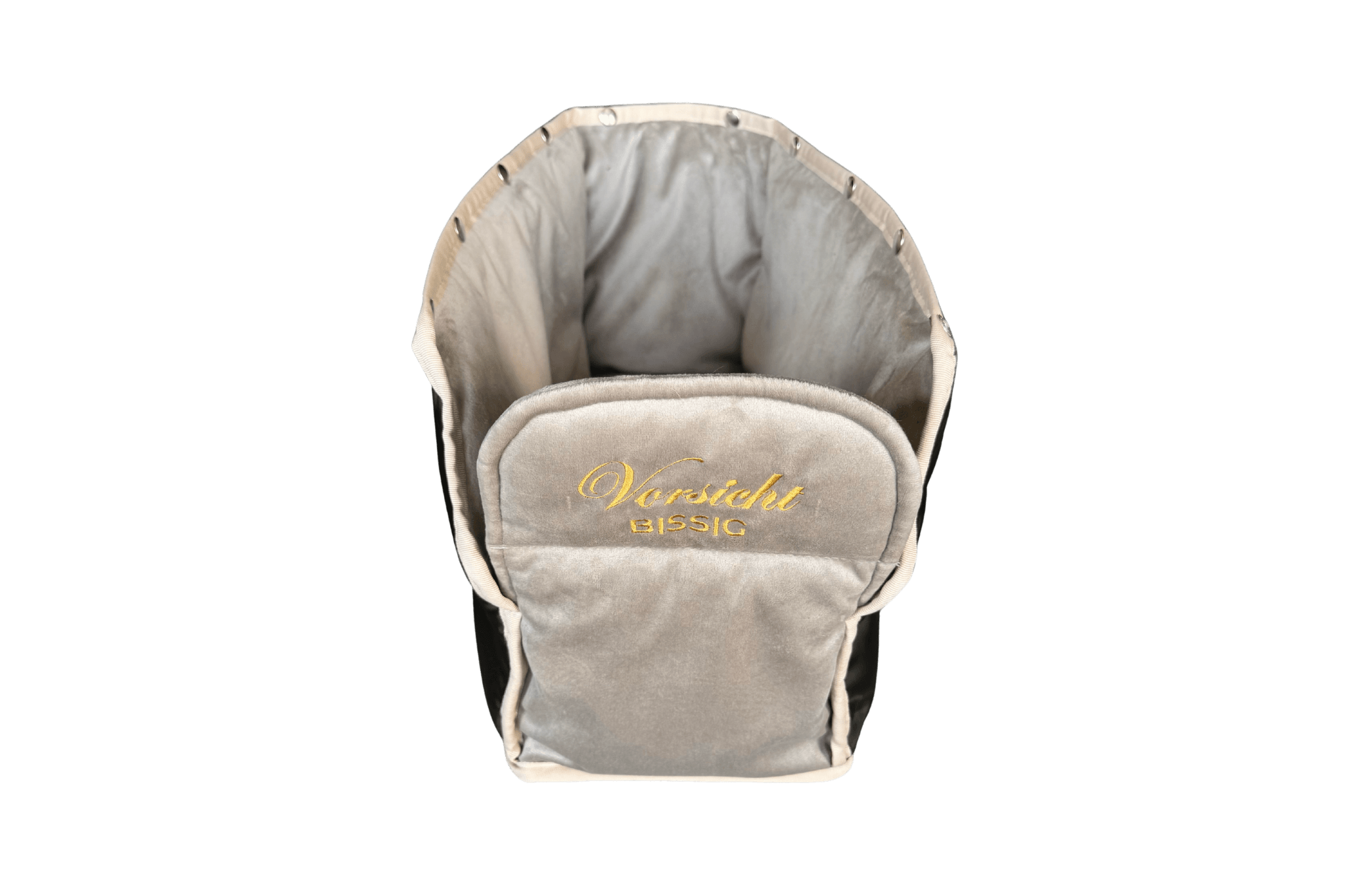 Gretas Samtgeheimnis Inlay in Champagner-Beige mit Sonderbestickung "Vorsicht bissig" - Ansicht von oben