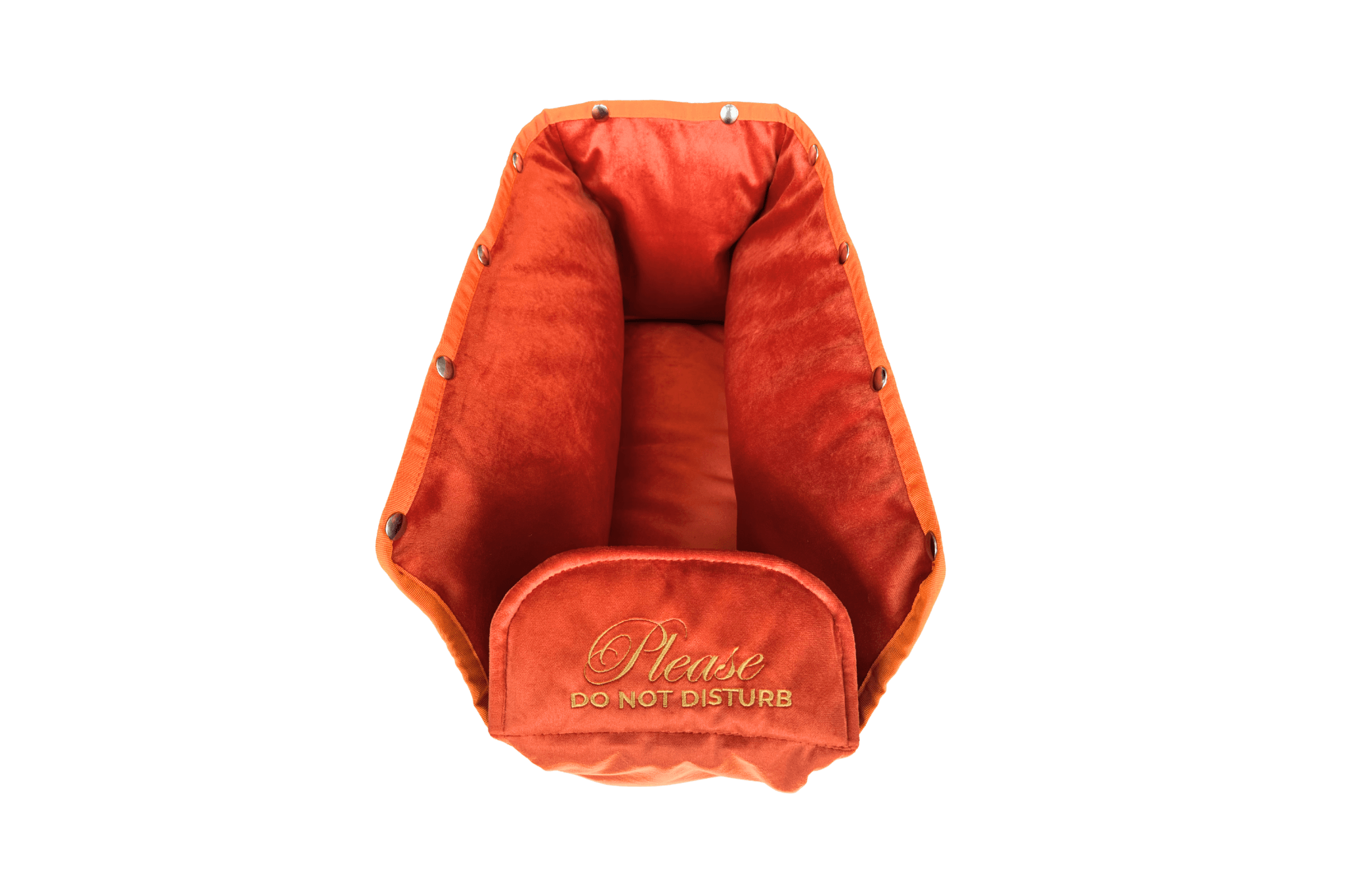 Gretas Samtgeheimnis Inlay in Orange mit Sonderbestickung "Please-do-not-disturb" - Ansicht von oben