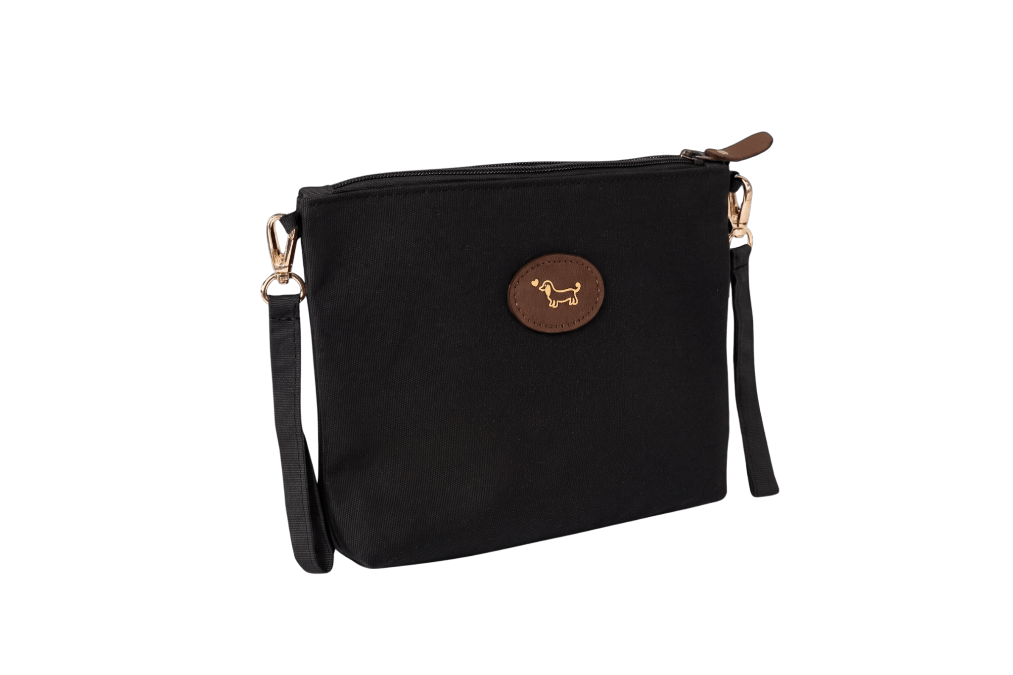 Gretas' Secret Täschchen in Schwarz, das clevere Geheimfach für die Hundetasche mit edler Gold-Gretchen-Prägung.