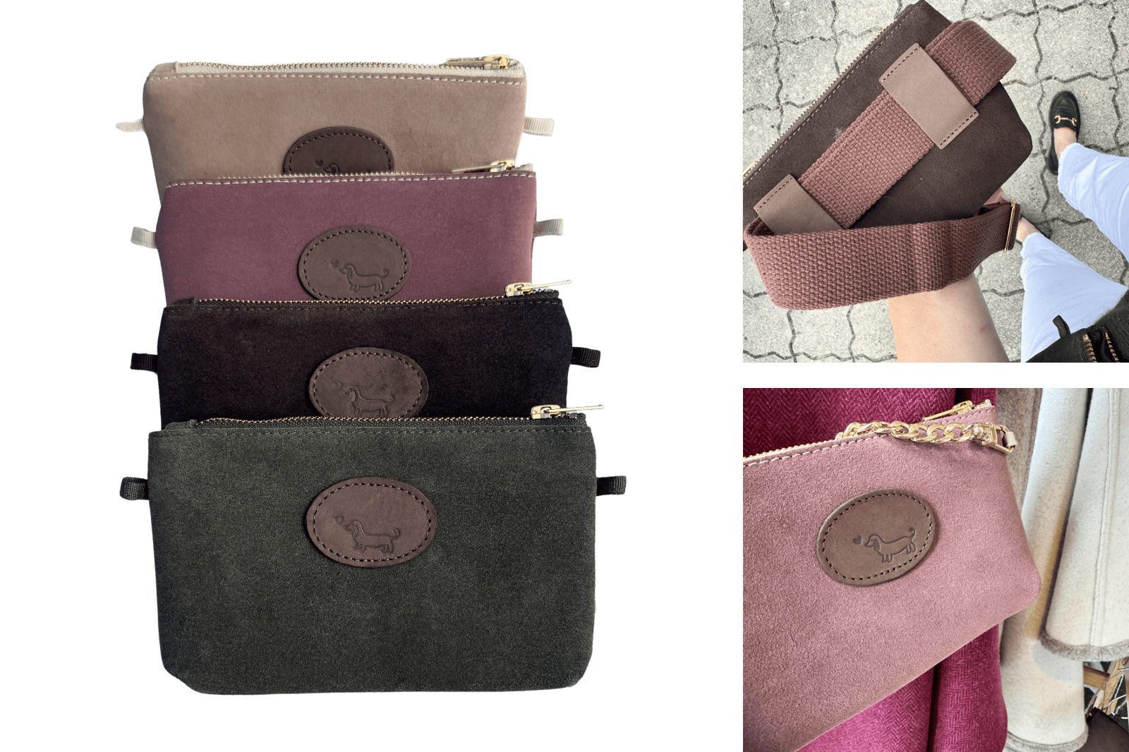 Gretas Belt Bag - Wildleder Gürteltasche & Clutch in einem